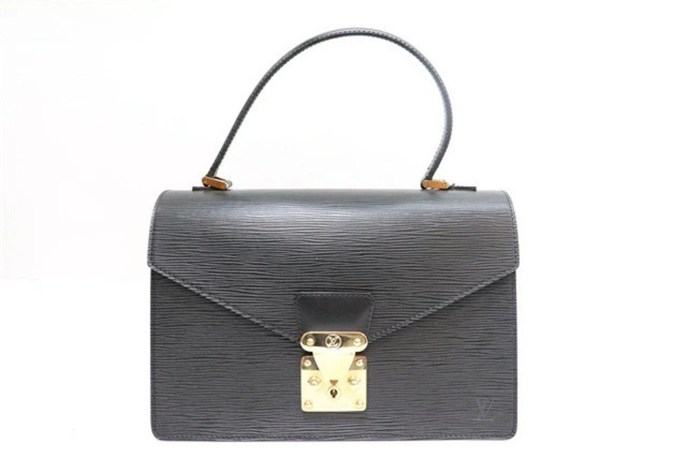 Louis Vuitton Handbag Black Leather Epi Noir Concorde Black